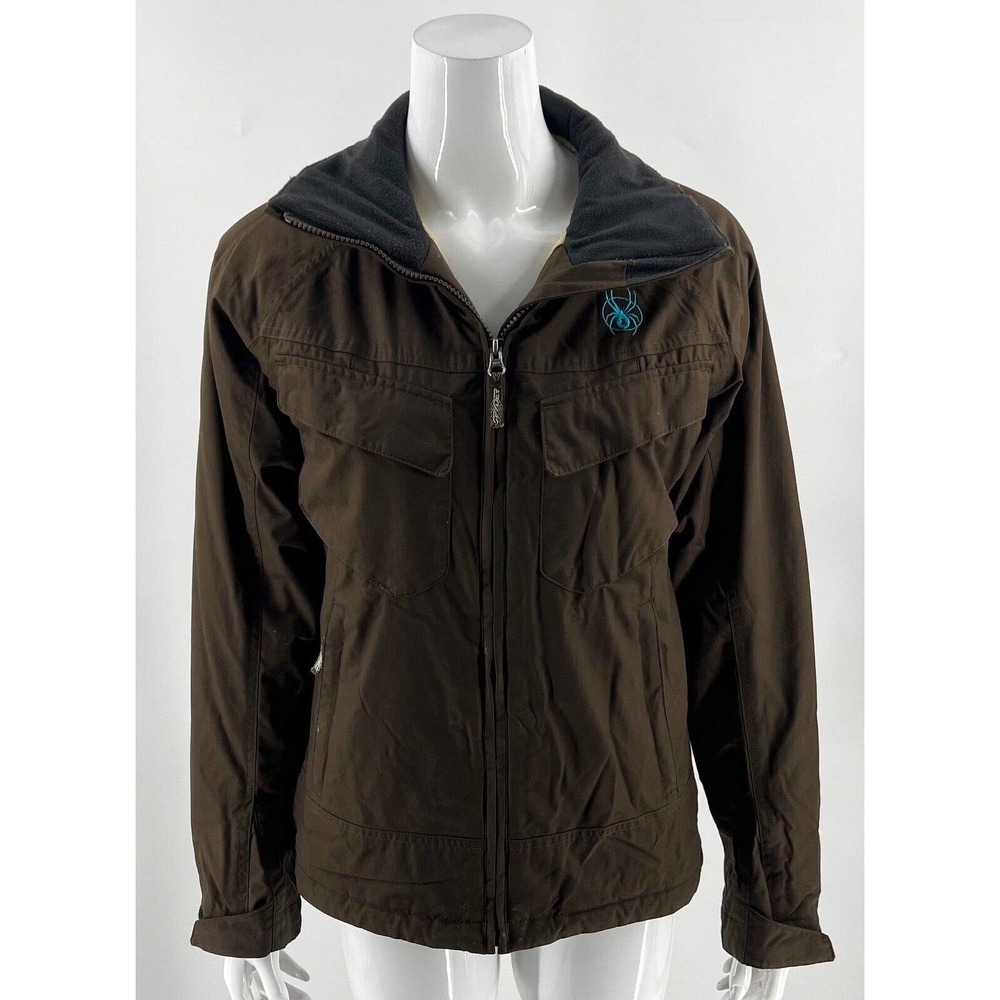 Spyder Womens Ski Coat Size 8 Brown Zip Up Winter Fleece Lined Coat